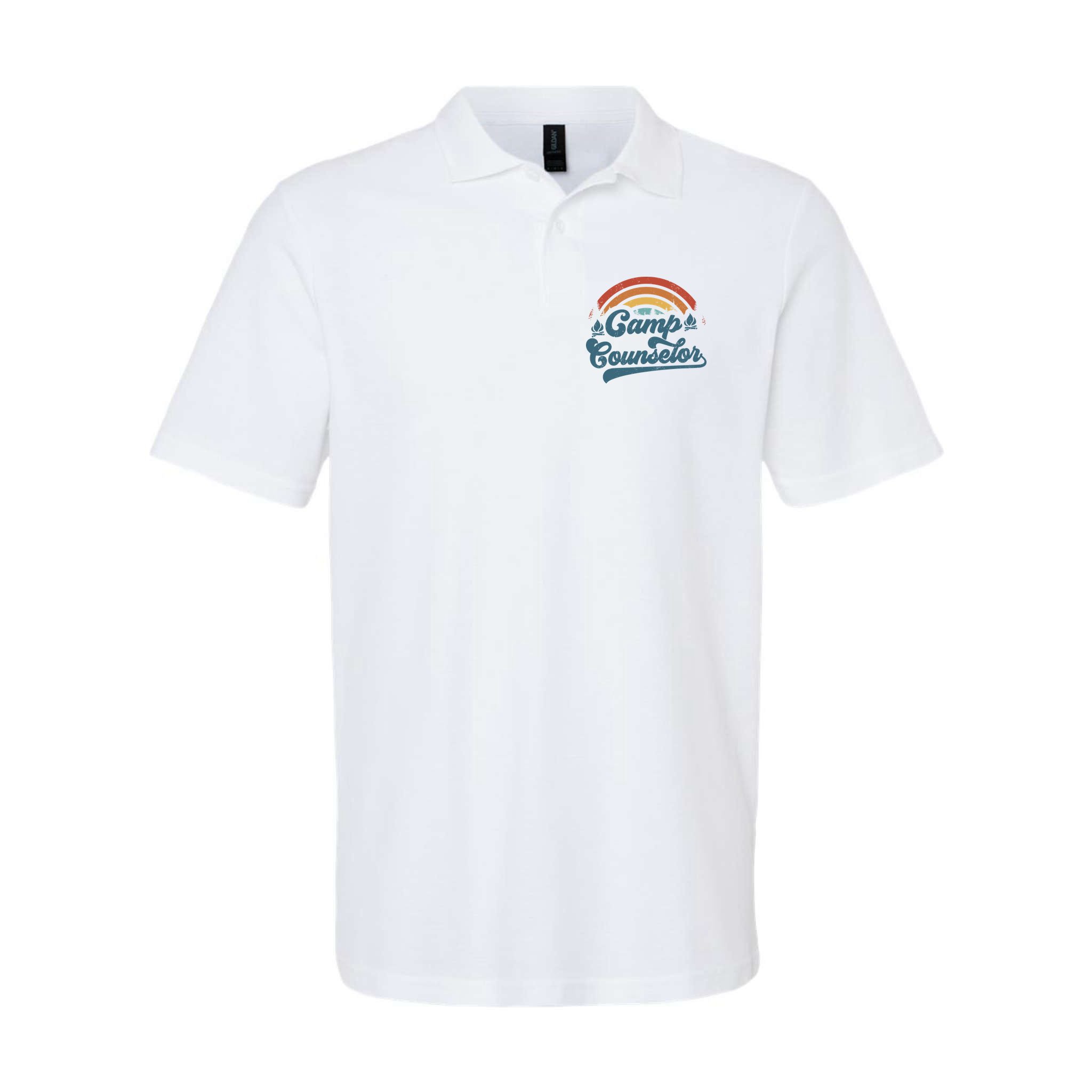Summer Camp Counselor Staff Groovy Rainbow Camp Counselor Polo