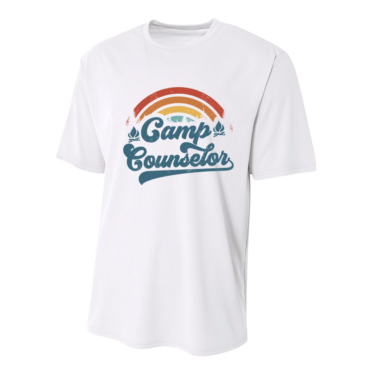 Summer Camp Counselor Staff Groovy Rainbow Camp Counselor Youth Performance Sprint T-Shirt