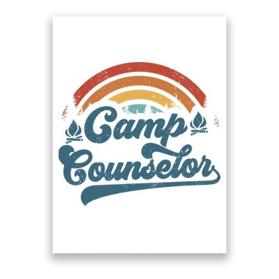 Summer Camp Counselor Staff Groovy Rainbow Camp Counselor Poster