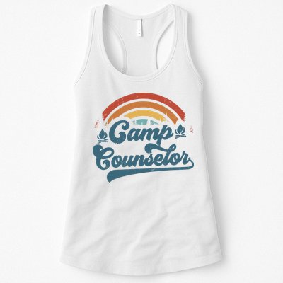 Summer Camp Counselor Staff Groovy Rainbow Camp Counselor Womens Tank Top