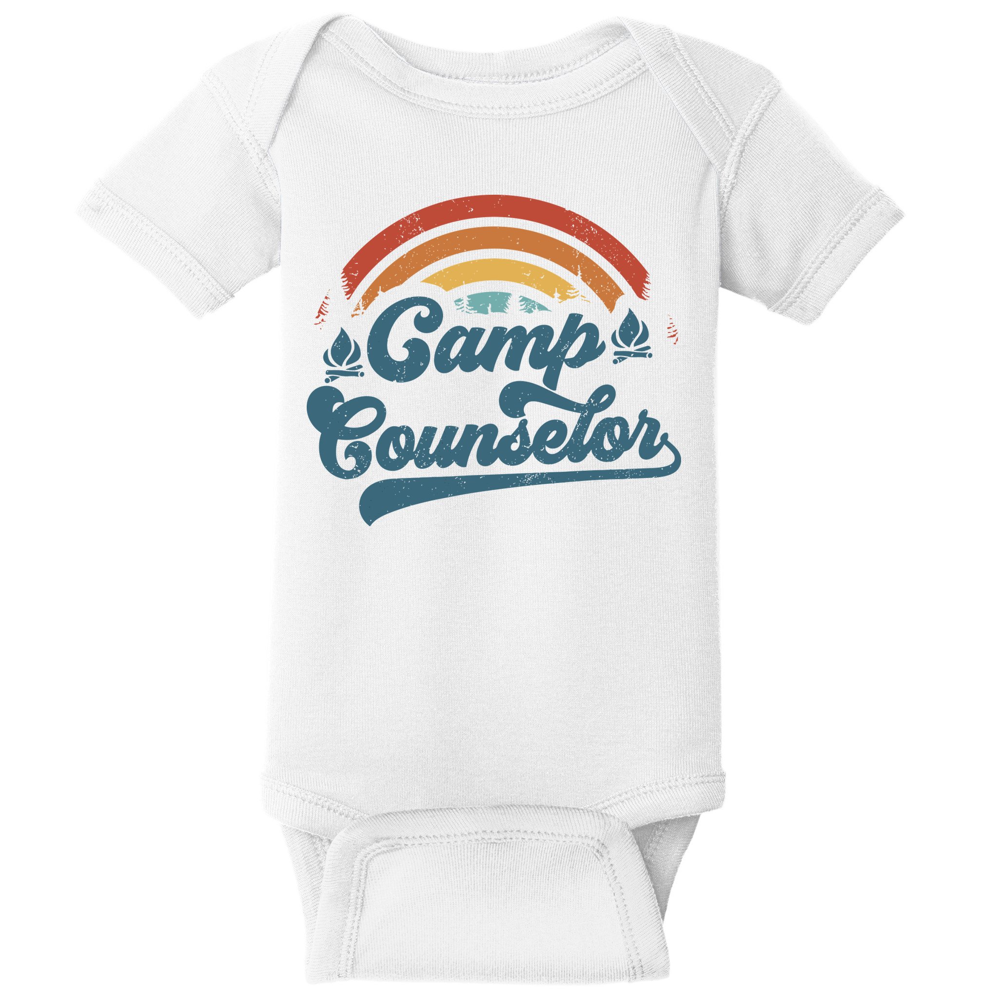 Summer Camp Counselor Staff Groovy Rainbow Camp Counselor Baby Bodysuit