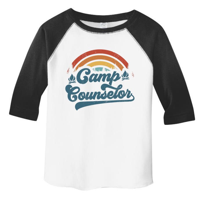 Summer Camp Counselor Staff Groovy Rainbow Camp Counselor Toddler Fine Jersey T-Shirt