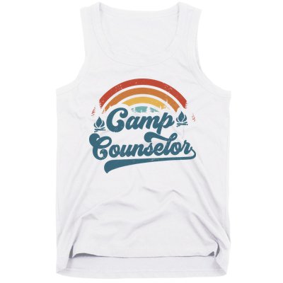 Summer Camp Counselor Staff Groovy Rainbow Camp Counselor Tank Top