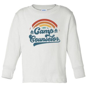 Summer Camp Counselor Staff Groovy Rainbow Camp Counselor Toddler Long Sleeve Shirt