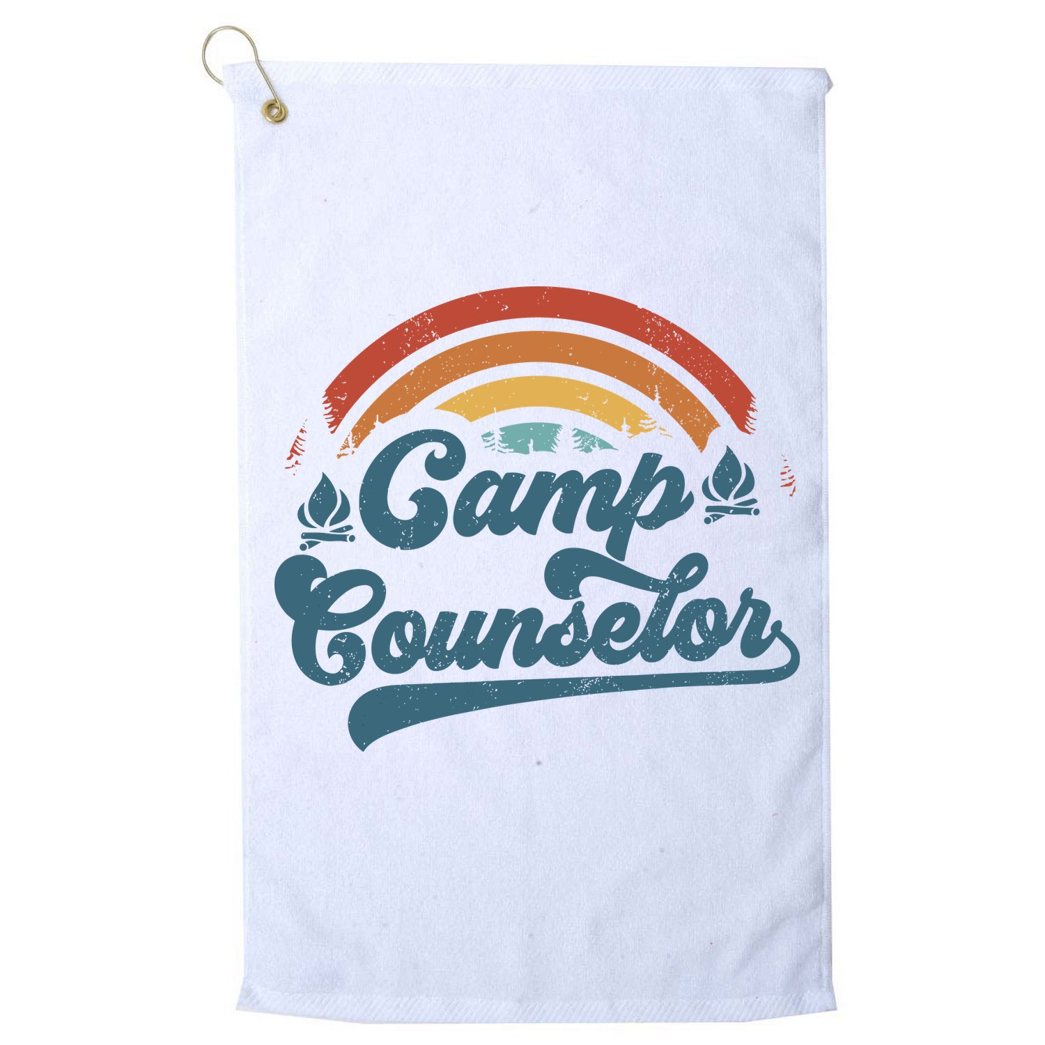 Summer Camp Counselor Staff Groovy Rainbow Camp Counselor Golf Towel