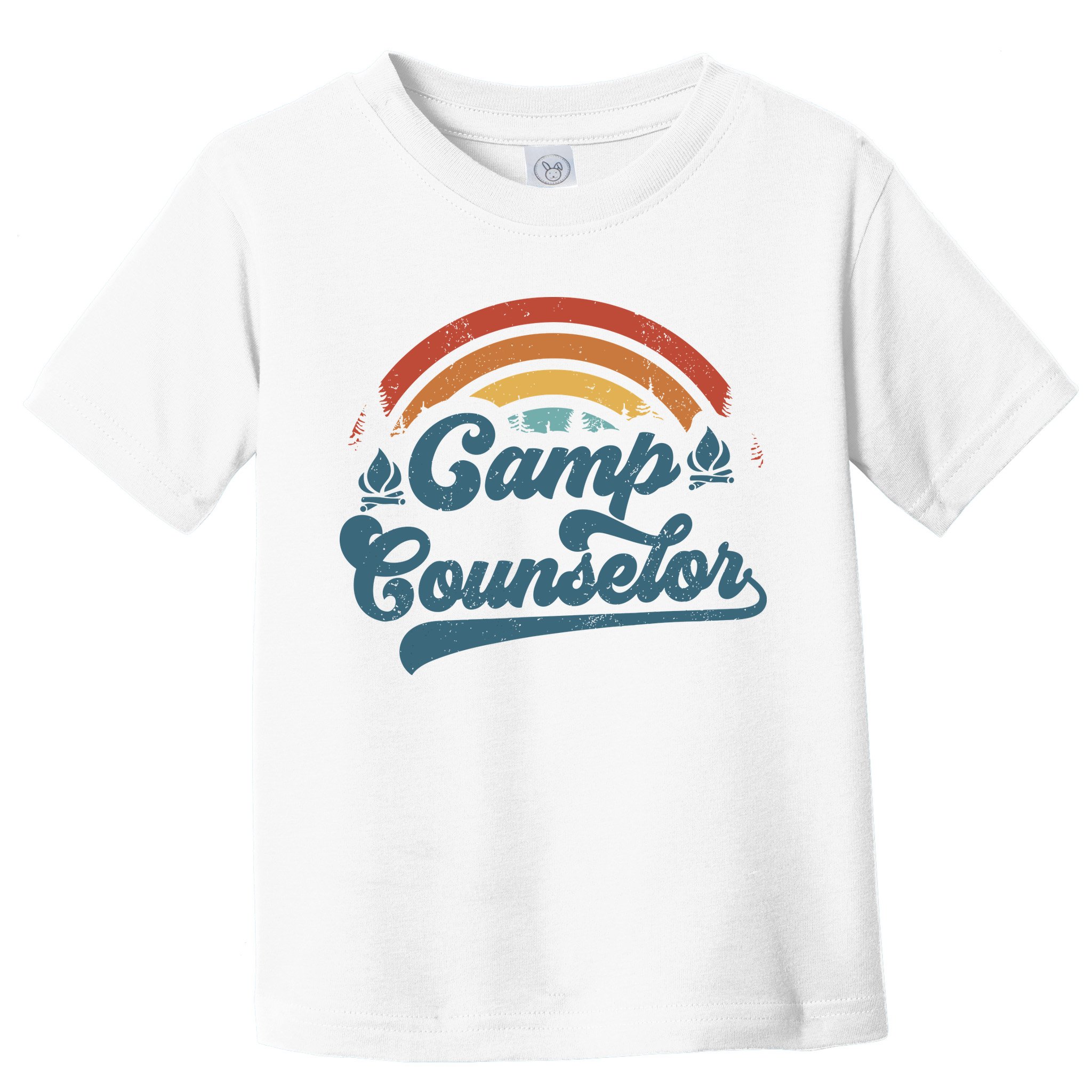 Summer Camp Counselor Staff Groovy Rainbow Camp Counselor Toddler T-Shirt