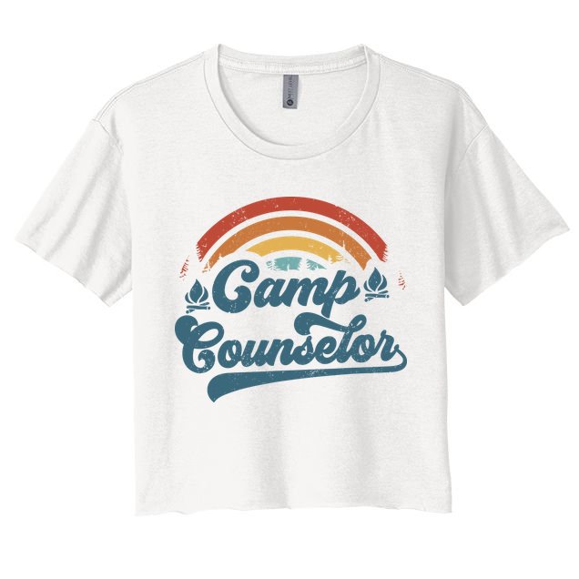 Summer Camp Counselor Staff Groovy Rainbow Camp Counselor Crop Top