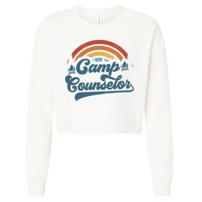 Summer Camp Counselor Staff Groovy Rainbow Camp Counselor Cropped Pullover Crew