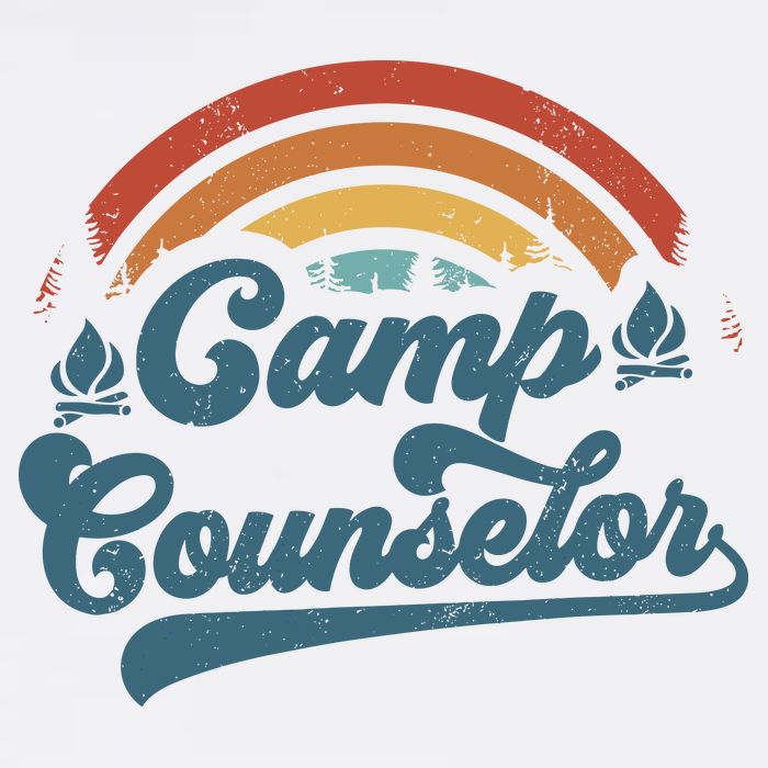 Summer Camp Counselor Staff Groovy Rainbow Camp Counselor Womens T-Shirt