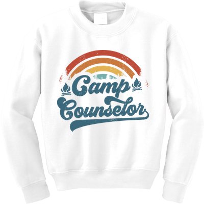 Summer Camp Counselor Staff Groovy Rainbow Camp Counselor Kids Sweatshirt