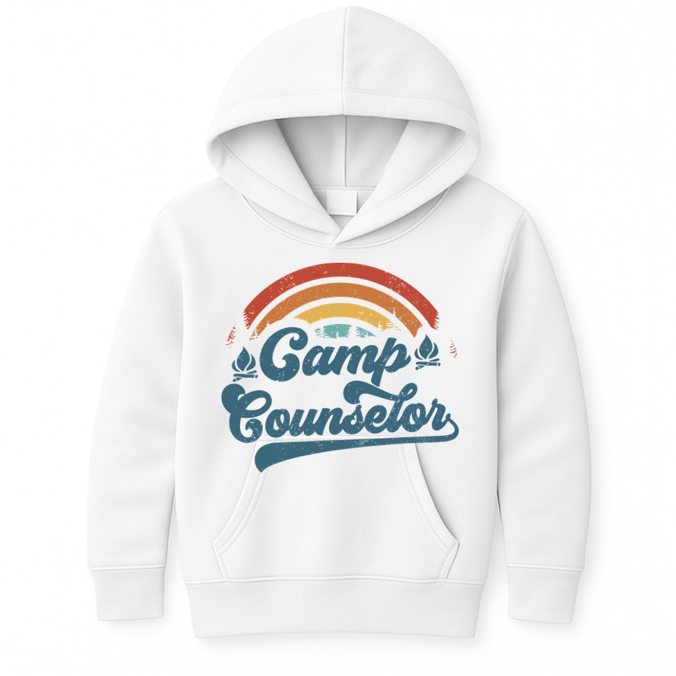 Summer Camp Counselor Staff Groovy Rainbow Camp Counselor Kids Hoodie