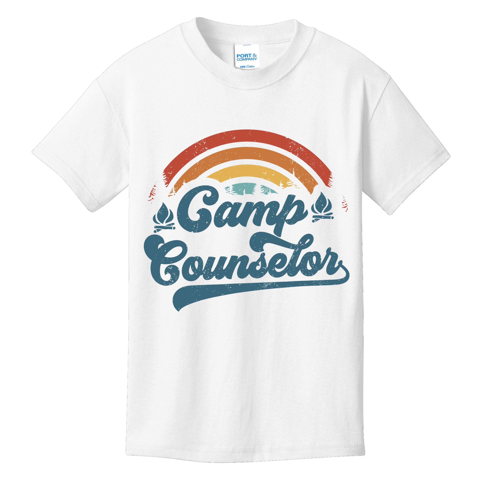 Summer Camp Counselor Staff Groovy Rainbow Camp Counselor Kids T-Shirt
