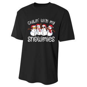 Snowman Christmas Chillin With My Snowmies Ugly Gift Performance Sprint T-Shirt