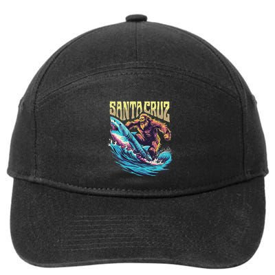 Santa Cruz California Summer Surfing Bigfoot Shark 7-Panel Snapback Hat