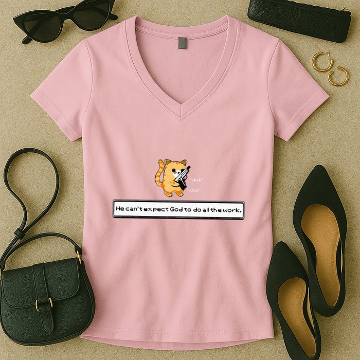 Squirt Click Click We CanT Expect God To Do All The Work Women's V-Neck T-Shirt