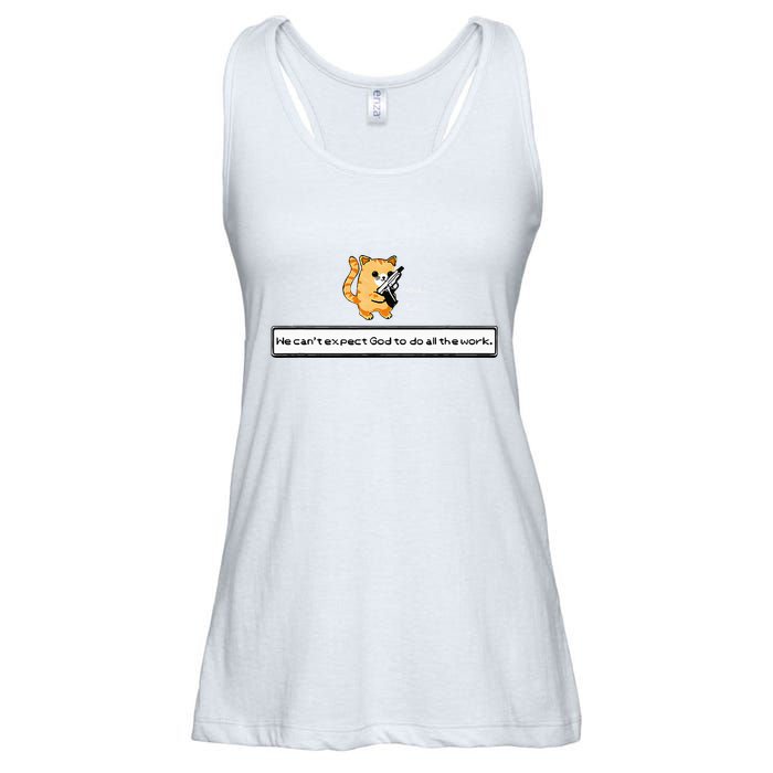 Squirt Click Click We CanT Expect God To Do All The Work Ladies Essential Flowy Tank