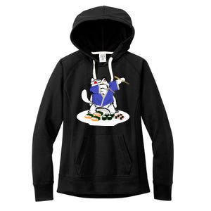 Sushi Chef Cool Gift Dabbing White Cat Meaningful Gift Women's Fleece Hoodie