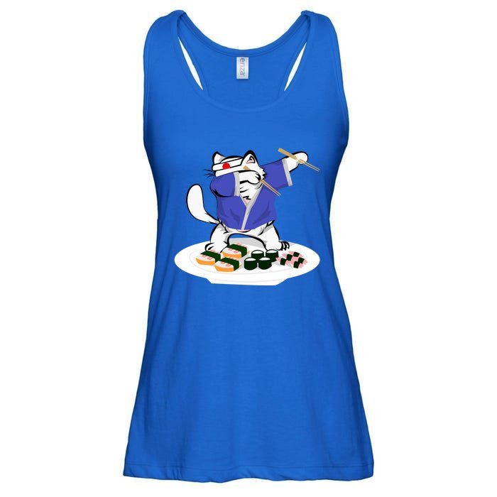 Sushi Chef Cool Gift Dabbing White Cat Meaningful Gift Ladies Essential Flowy Tank