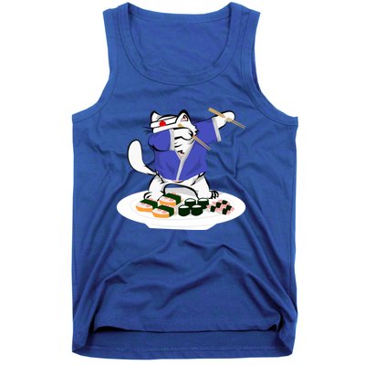 Sushi Chef Cool Gift Dabbing White Cat Meaningful Gift Tank Top