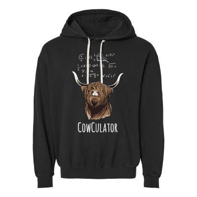Scottisch Cow Cowculator Scottish Highland Cattle Garment-Dyed Fleece Hoodie