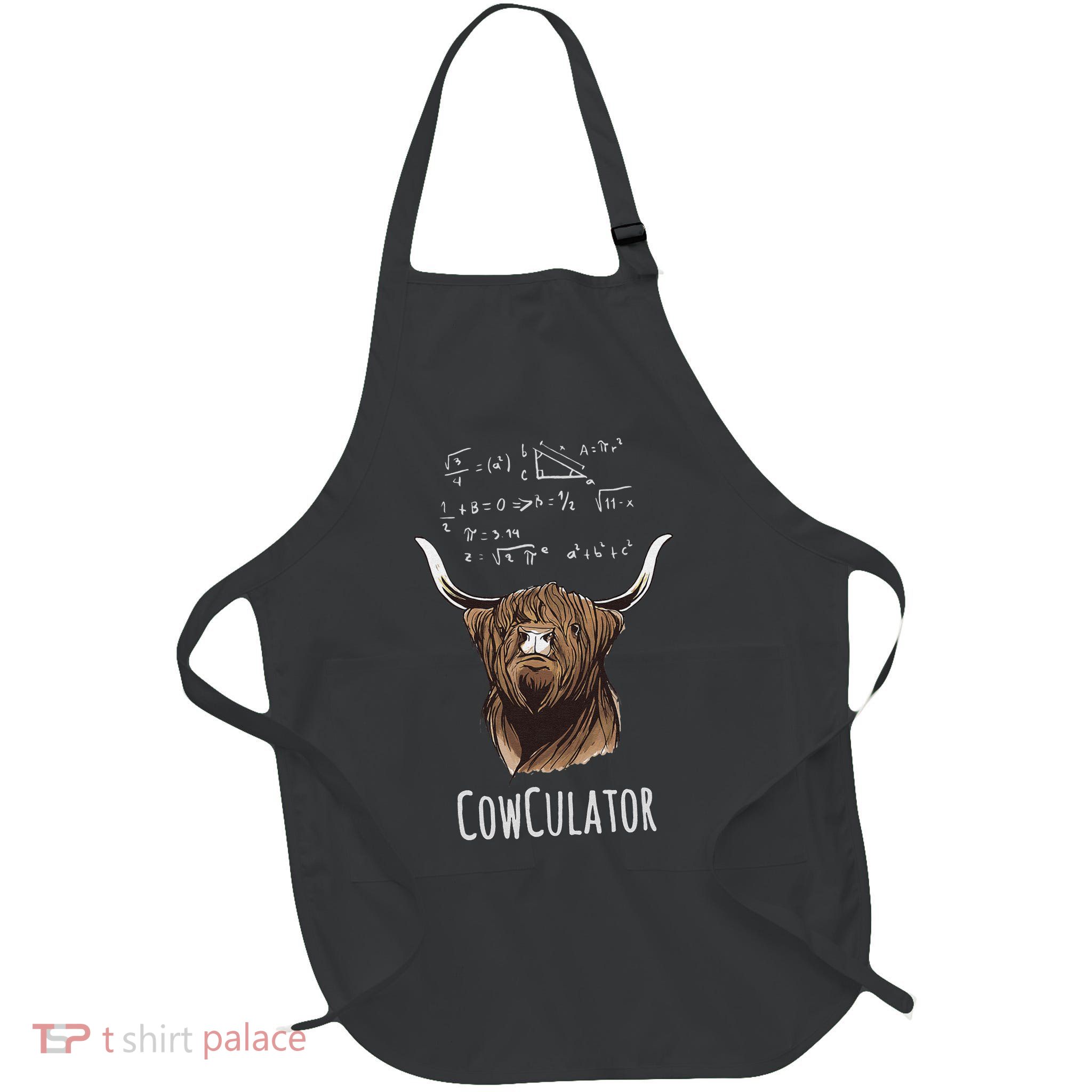 Scottisch Cow Cowculator Scottish Highland Cattle Full-Length Apron With Pockets