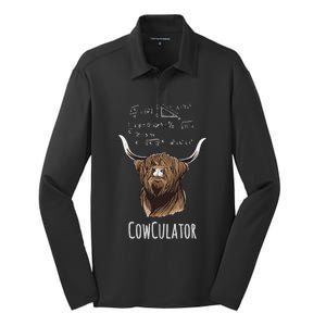 Scottisch Cow Cowculator Scottish Highland Cattle Silk Touch Performance Long Sleeve Polo