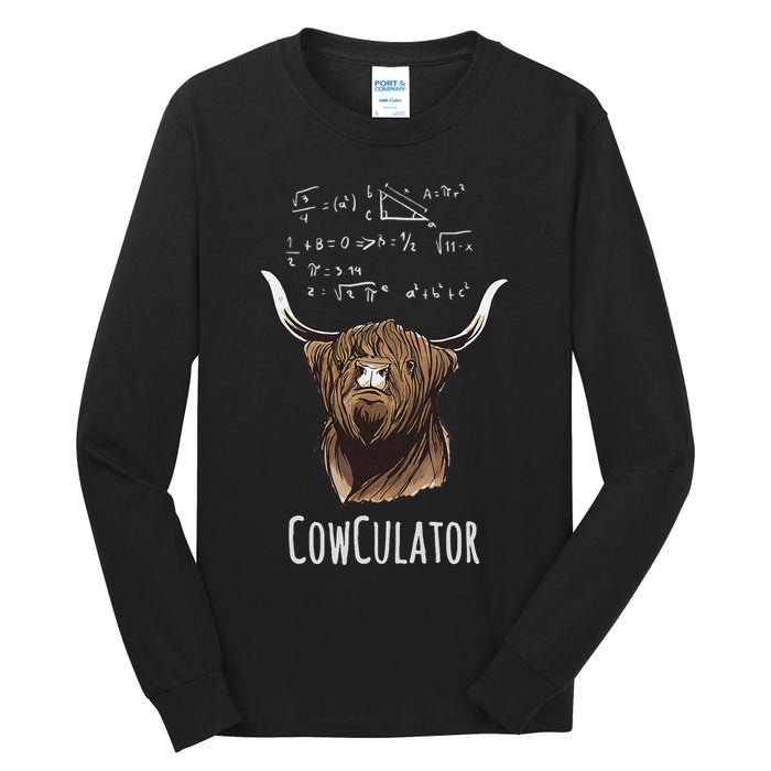Scottisch Cow Cowculator Scottish Highland Cattle Tall Long Sleeve T-Shirt