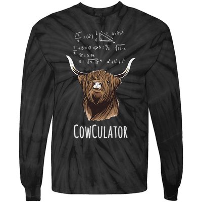 Scottisch Cow Cowculator Scottish Highland Cattle Tie-Dye Long Sleeve Shirt
