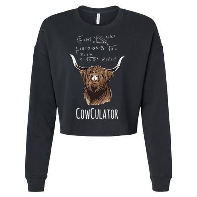 Scottisch Cow Cowculator Scottish Highland Cattle Cropped Pullover Crew