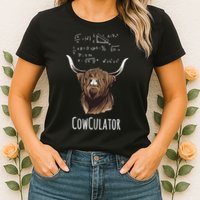 Scottisch Cow Cowculator Scottish Highland Cattle Womens T-Shirt