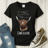 Scottisch Cow Cowculator Scottish Highland Cattle Womens T-Shirt