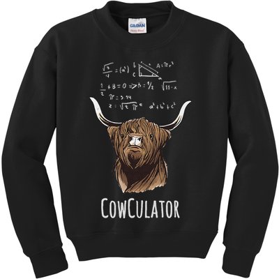 Scottisch Cow Cowculator Scottish Highland Cattle Kids Sweatshirt