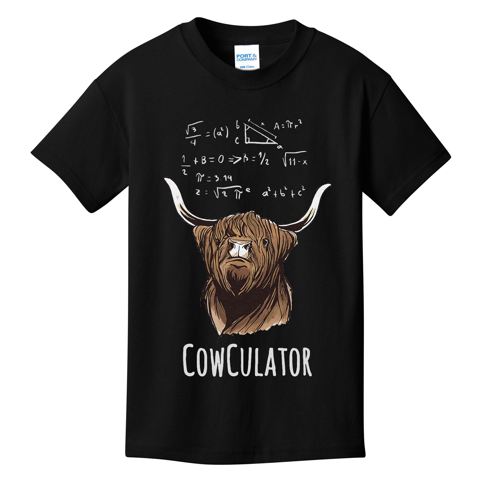 Scottisch Cow Cowculator Scottish Highland Cattle Kids T-Shirt
