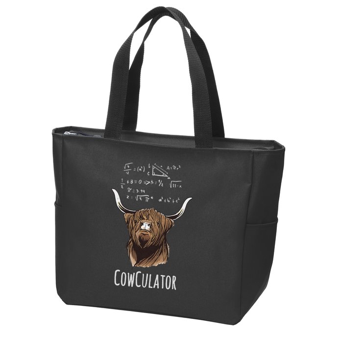 Scottisch Cow Cowculator Scottish Highland Cattle Zip Tote Bag