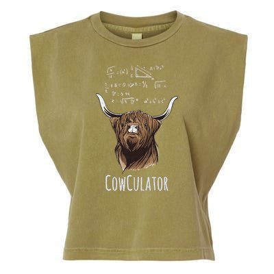Scottisch Cow Cowculator Scottish Highland Cattle Garment-Dyed Women's Muscle Tee