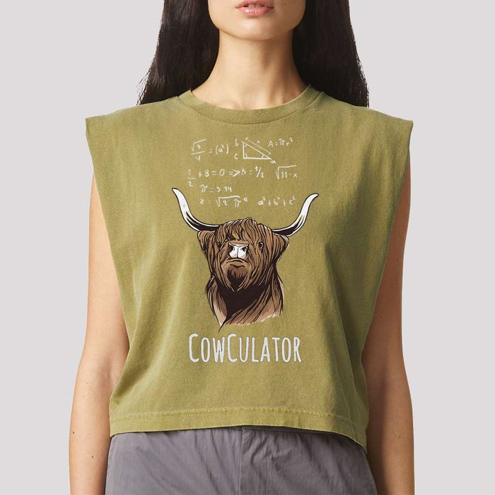 Scottisch Cow Cowculator Scottish Highland Cattle Garment-Dyed Women's Muscle Tee
