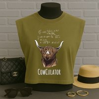 Scottisch Cow Cowculator Scottish Highland Cattle Garment-Dyed Women's Muscle Tee