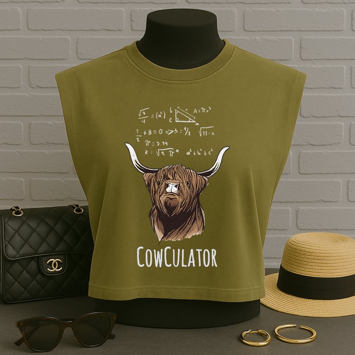 Scottisch Cow Cowculator Scottish Highland Cattle Garment-Dyed Women's Muscle Tee