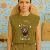 Scottisch Cow Cowculator Scottish Highland Cattle Garment-Dyed Women's Muscle Tee