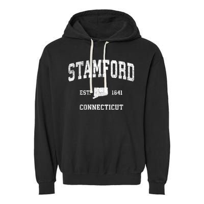 Stamford Connecticut Ct Vintage Established Sports Design Garment-Dyed Fleece Hoodie