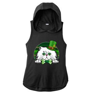 Saint Catrick's Catty's Cat St Patrick's Day Paddy's Gift Ladies PosiCharge Tri-Blend Wicking Draft Hoodie Tank