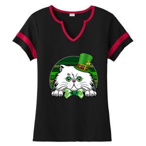 Saint Catrick's Catty's Cat St Patrick's Day Paddy's Gift Ladies Halftime Notch Neck Tee