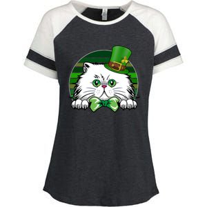 Saint Catrick's Catty's Cat St Patrick's Day Paddy's Gift Enza Ladies Jersey Colorblock Tee