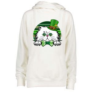 Saint Catrick's Catty's Cat St Patrick's Day Paddy's Gift Womens Funnel Neck Pullover Hood