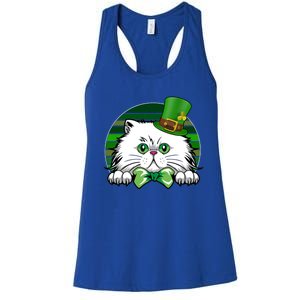 Saint Catrick's Catty's Cat St Patrick's Day Paddy's Gift Women's Racerback Tank