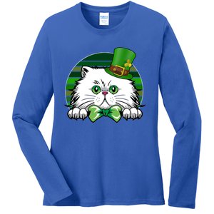 Saint Catrick's Catty's Cat St Patrick's Day Paddy's Gift Ladies Long Sleeve Shirt