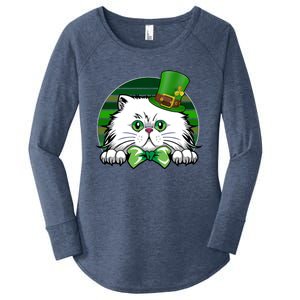 Saint Catrick's Catty's Cat St Patrick's Day Paddy's Gift Women's Perfect Tri Tunic Long Sleeve Shirt