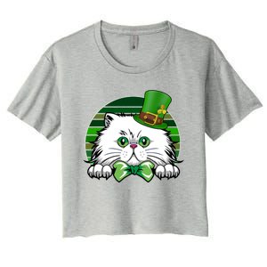 Saint Catrick's Catty's Cat St Patrick's Day Paddy's Gift Women's Crop Top Tee