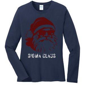 Sigma Claus Cool Santa Meme Rizzler Brainrot Christmas Ladies Long Sleeve Shirt