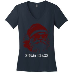 Sigma Claus Cool Santa Meme Rizzler Brainrot Christmas Women's V-Neck T-Shirt